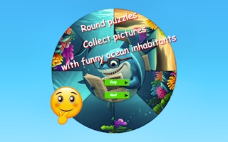 Round Jigsaw Puzzle Collect Pictures of Funny Ocean Inhabitants
