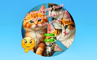 Round Jigsaw Puzzle Collect Pictures with Cute Kittens